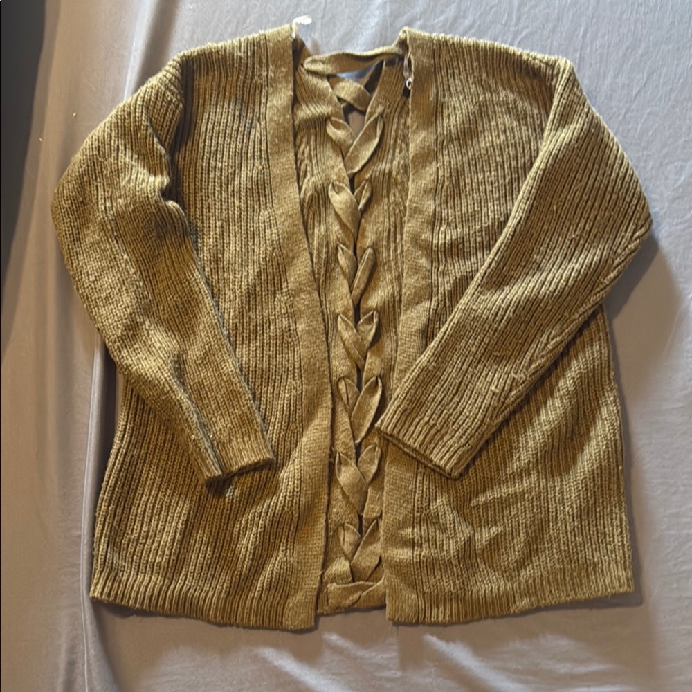Art Class Gold Sweater with Crew Neck and Textured Design